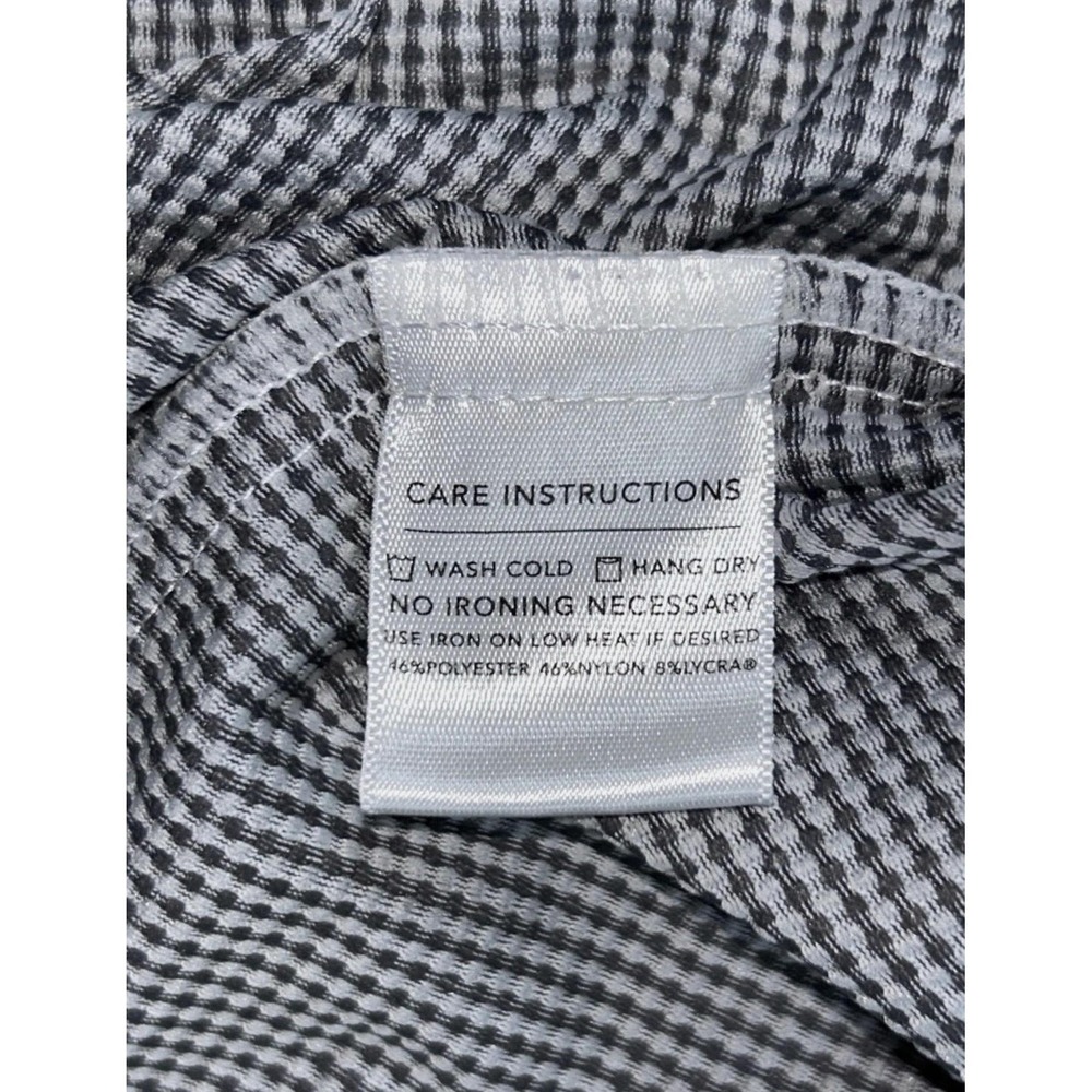 Mizzen+Main Dress Shirt Mens Large Gray Gingham Trim Fit American Made Stretch - Picture 5 of 6